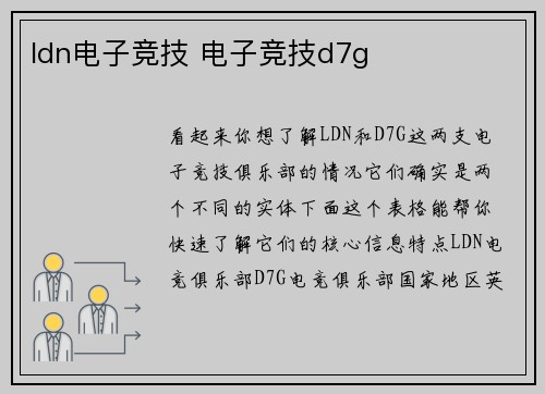 ldn电子竞技 电子竞技d7g